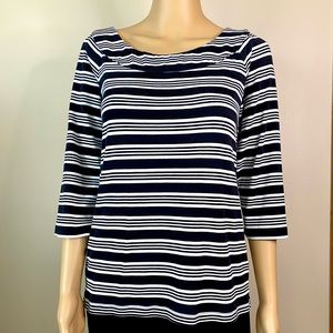 Rafaella Women’s Black & White Striped Blouse